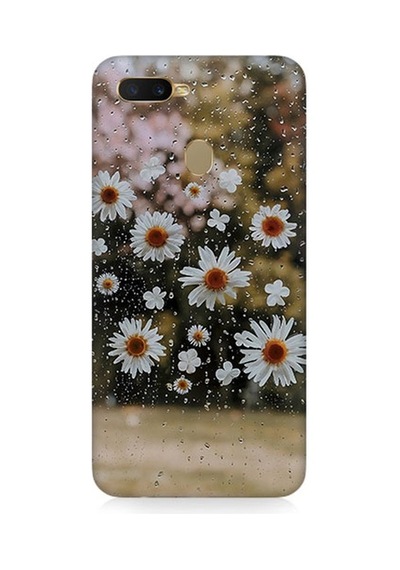 Oppo Ax7 Uyumlu Yağmur Ve Papatyalar Desenli Silikon Kılıf
