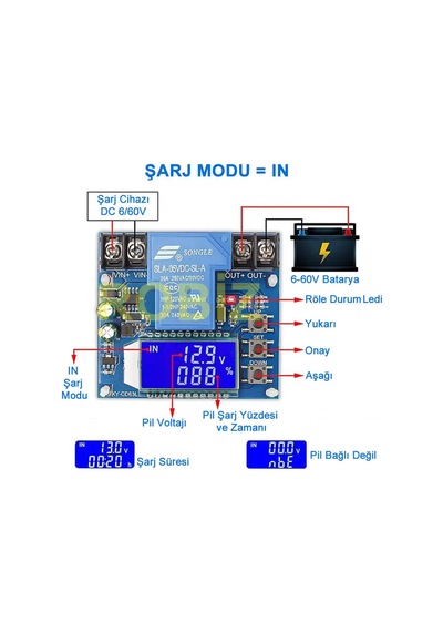 Xy-cd63l 30a Pil Şarj Deşarj Modülü Dc 6/60v Batarya Kurşun Asit Lion Lityum Akü Voltaj Koruyucu