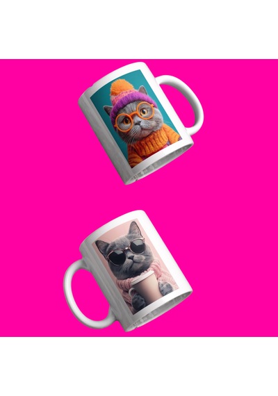 Tatlı Kedi Kupa Bardak Tasarım Çok Renkli