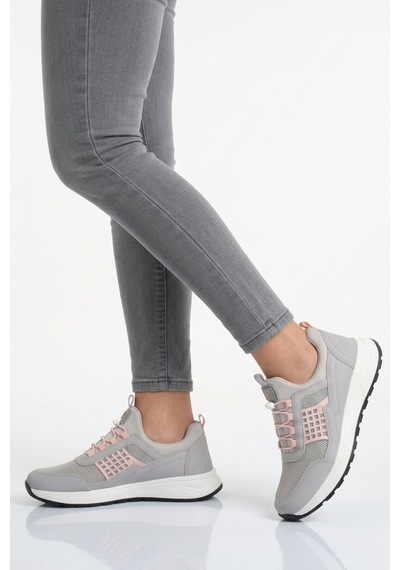 Walkway Buz Pudra Fileli Hafif Esnek Kilit Bağcıklı Unisex Spor Ayakkabı Motano G Buz-pudra