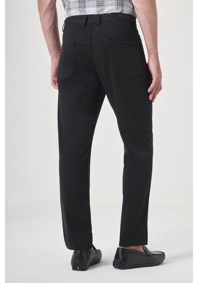 İmza Siyah Yan Cep Örme Slim Fit Casual Pamuklu 5 Cep Pantolon 1003260906