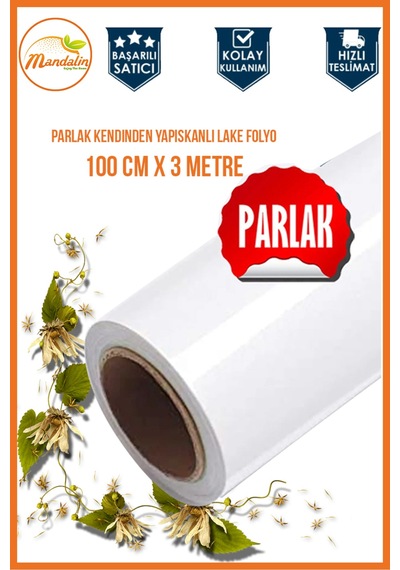 Parlak Yapışkanlı Folyo - 100cm X 3 Metre Beyaz Eşya Ve Dolap Kaplama Folyosu- Kendinden Yapışkanlı