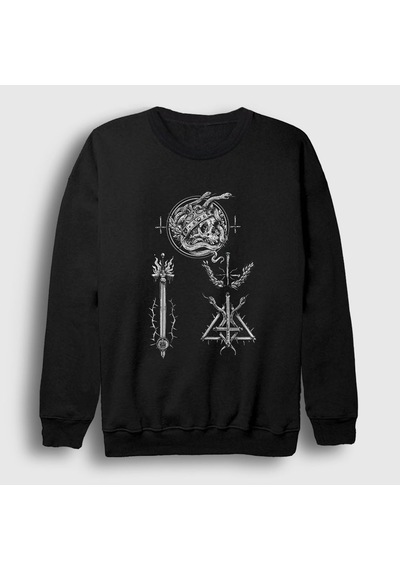 Presmono Unisex Snakes Behemoth Sweatshirt Siyah