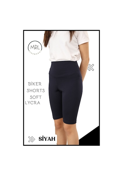 Siyah Biker Girls Şort Yüksek Bel İç Göstermez Esnek Yumuşak Likralı Soft Biker Basics Elt4070 Siyah