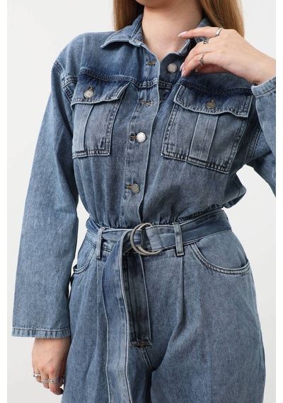 Kadın Oversize Jean Tulum Mavi 001