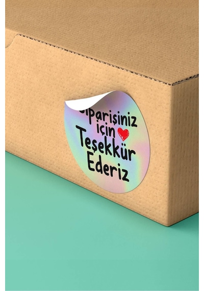 Hologram Kalpli Teşekkür Ederiz Sticker 3x3cm St2363 Çok Renkli