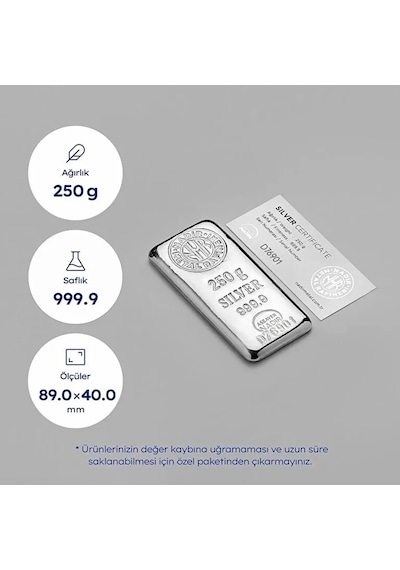 250 Gram Gümüş Külçe 999.9