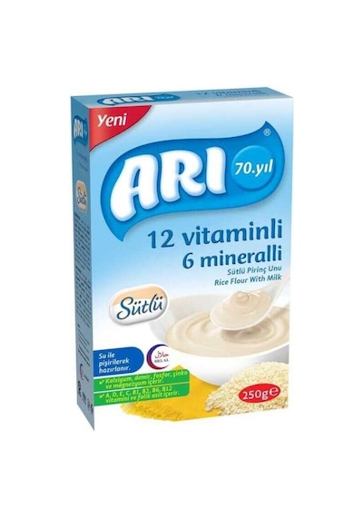 Arı 12 Vitaminli 6 Mineralli Sütlü + Sütlü Muzlu  + Ballı İrmikli Kahvaltı + 7 Tahıllı Gece Pirinç Unu 250 G