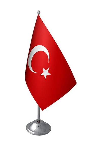 Masa Üstü Türk Bayrağı Krom Direk Masa Bayrak Seti