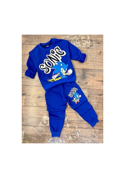 Süslü Kids Erkek Çocuk 2ip Mevsimlik Uzun Kollu Baskılı Takım Maviso