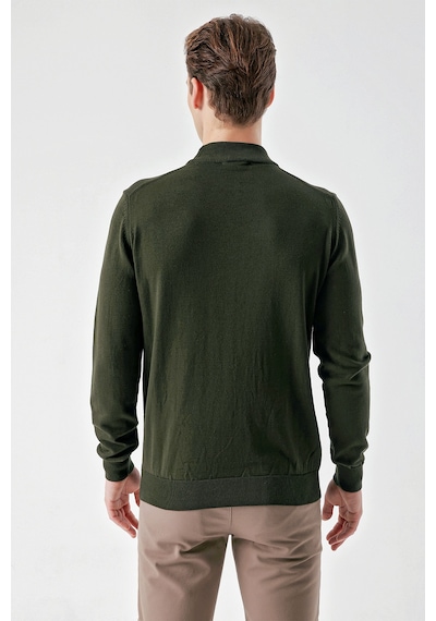 Morven Erkek Haki Basic Yarım Balıkçı Yaka Dynamic Fit Rahat Kesim Triko 25kc017002710 Haki