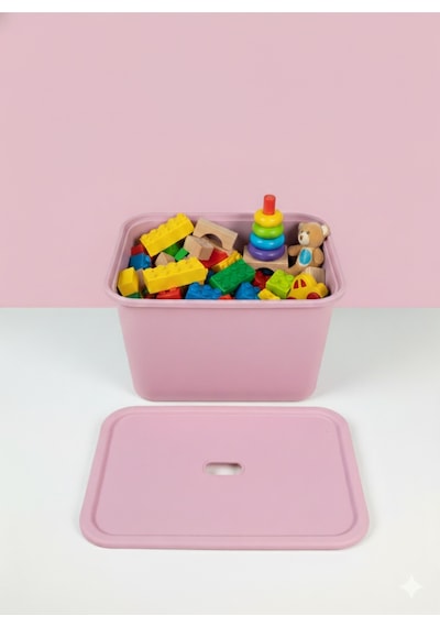 Decosense 3 Adet Pembe Kapaklı Derin Oyuncak Ve Eşya Saklama Kutusu Polipropilen Plastik 3'lü Sepet Seti Pembe