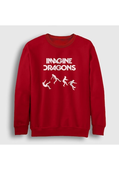 Presmono Unisex World Imagine Dragons Sweatshirt Kırmızı