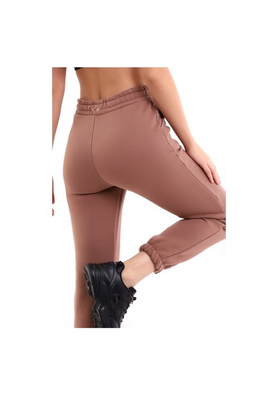 Winmoda34 Kadın Üç İplik İçi Şardonlu Polarlı Eşofman Altı Jogger Rahat Kalıp Bej