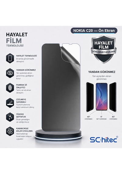 Nokıa C20 Uyumlu Ön Yüzey Hayalet Privacy Hidrojel Ekran Koruyucu 26633834