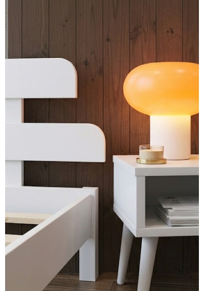 Renazzo Lotus Masif Ahşap Karyola Ve 2 Adet Komodin Beyaz 120x200 Beyaz - 120 X 200
