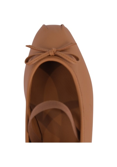 Napa Shoes Kadın Lastik Bantlı Fiyonklu Kare Burun Babet Ayakkabı Napa-aes19210 Taba