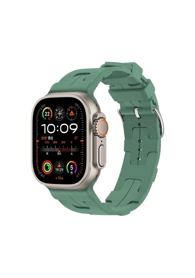 Apple Uyumlu  Watch Ultra Ultra 2 49mm Krd-92 Metal Tokalı Silikon Kordon