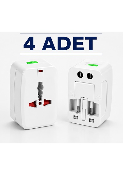 4 Adet Akım Korumalı Universal Seyahat Adaptörü Priz Çevirici 110-250v Geniş Voltaj Desteği Diğer