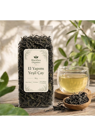 Blacksea Organics El Yapımı Yeşil Çay 50 Gr Katkısız Doğal Mayıs Hasatı Üst Yaprak