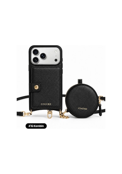 Hera Apple Uyumlu iPhone 18 Pro Max / 17 Pro Max Uyumlu Yuvarlak & Magsafe Cüzdan, Askı, Kılıf 4'lü Siyah Set