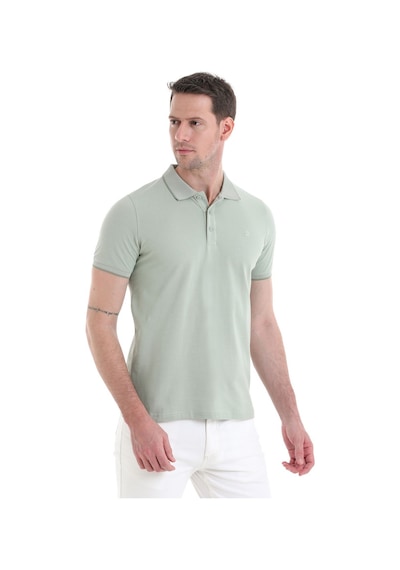 Hatemoğlu Yeşil Regular Fit Düz 100% Pamuklu Polo Yaka Tişört 3536etc22c03 16-0110tpx Yeşil - Ekru
