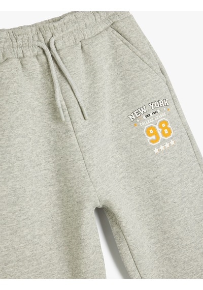 Koton Cep Detaylı Beli Bağlamalı Baskılı Jogger Eşofman Altı Gri 5wkb40191tk Gri