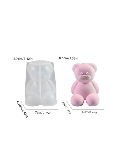 Epoksi Silikon Taş Tozu Beton Mum Kalıbı Büyük Boy Sevimli Ayıcık Kalıbı 7.8x7x6.7 Cm