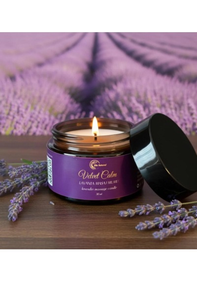 Lavanta Kokulu Masaj Mumu 30 Ml Doğal Bitkisel Yağlı, Nemlendirici Etkili Mum Aromaterapi Lavanta