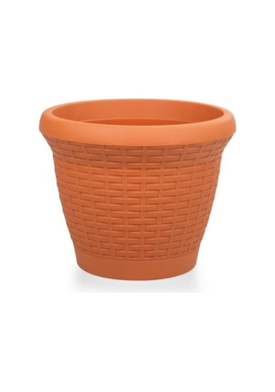 Omnipazar So-hs05 Plastik Hasır Desenli Dekoratif Saksı 25 Litre No 5 Kiremit 108