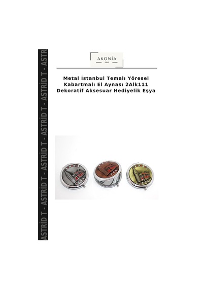 Metal İstanbul Temalı Yöresel Kabartmalı El Aynası 2alk111 Dekoratif Aksesuar Hediyelik Eşya