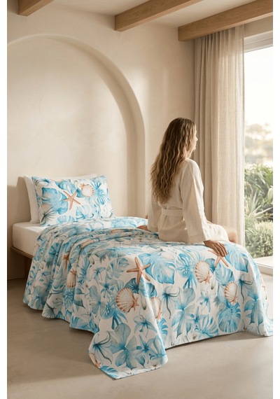 La Notte Sea Marine Tek Kişilik 3 Parça Pike Takımı 160x230 + 100x200 + 50x70 Cm Çok Renkli