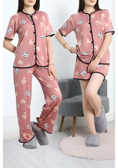 Seka Store Seka Milan 3'lü Pijama Takımı Seti Pembebej - 50596.1857. Çok Renkli