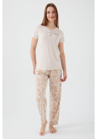 Pierre Cardin 8521 Tropical Vibes Kadın Kısa Kol Pijama Takım 001
