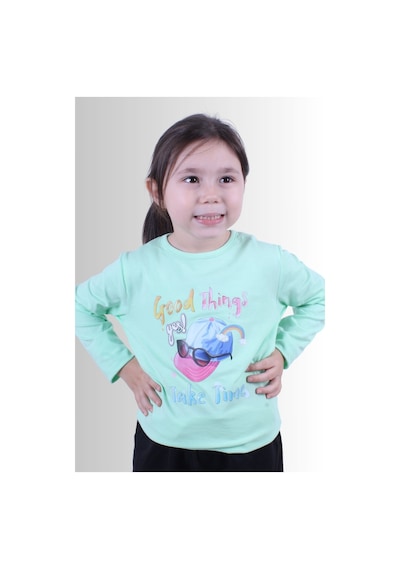 Fyk Kids Kız Çocuk Basic Uzun Kol Tişört Yeşil