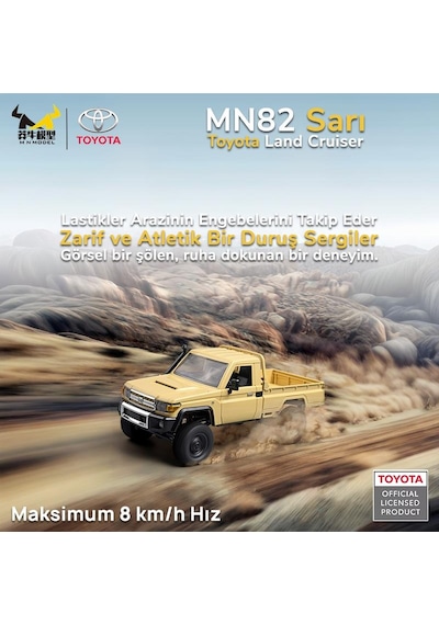 Mn Model Mn82 1/12 Toyota Land Cruiser Lc79 4wd Rc Model Crawler Offroad Uzaktan Kumandalı Araba Truck Rtr Lisanslı Sarı+dahili Işık Seti