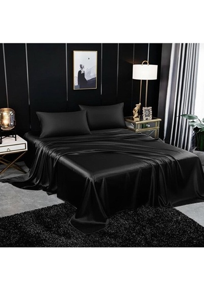 Metin Ev Premium 120 Tel Pamuk Saten Lastiksiz Çarşaf Seti 2 Y Siyah