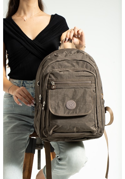 Nemo Bags Vizon Unisex Okul Çantası, Crinkle Su Geçirmez Kumaş, Laptop Seyahat Sırt Çantası, 24 Lt, 40x30cm Kahverengi