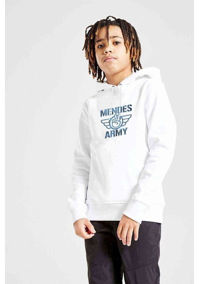 Tshirthane Shawn Mendes Army Baskılı Unisex Çocuk Kapüşonlu Beyaz Sweatshirt
