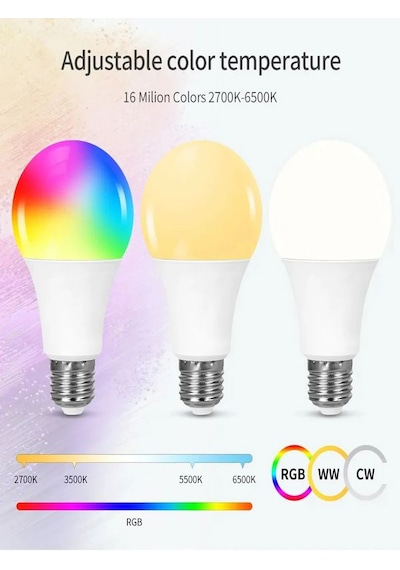A+ 9watt Rgb+cct App Wifi Kontrollü Tuya Destekli Led Lamba 2700/ RGB