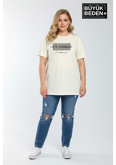 Superlife Kadın Büyük Beden Los Angeles Baskılı 3xl-6xl Bisiklet Yaka Tshırt Spr26btsk510-18 Ekru Superlife Kadın Büyük Beden Los Angeles Baskılı 3xl-6xl Bisiklet Yaka Tshırt Spr26btsk510-18 Ekru