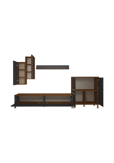Decoraktiv Eko 6 Mdf Std Krom Ayaklı Tv Ünitesi Tv Sehpası Ceviz - Antrasit