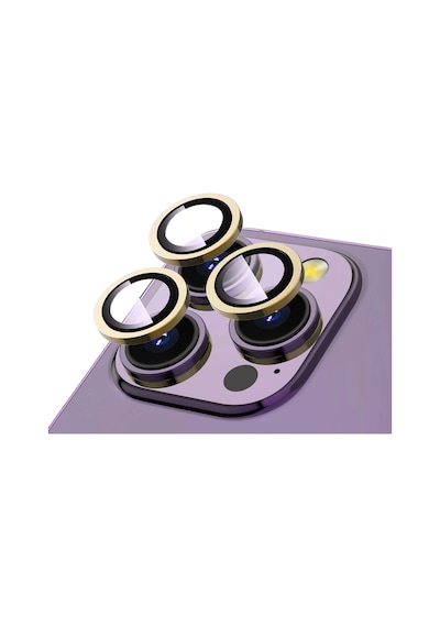Apple iPhone Uyumlu 14 Pro Max Zore Cl-12 Premium Safir Parmak İzi Bırakmayan Anti-reflective Kamera Lens K Gold