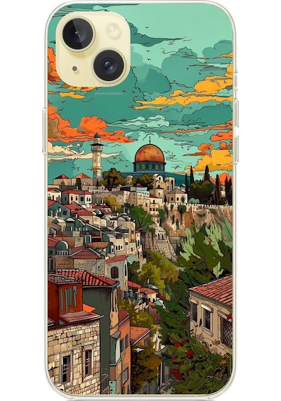 Apple Uyumlu iPhone 15 Plus  Özgür Filistin Ve Kubbetüs Sahra Baskılı Silikon Kılıf Renkli