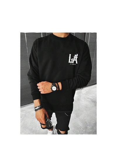 Tarzsokak Manfinity Emrg Letter Graphic Sweatshirt Siyah
