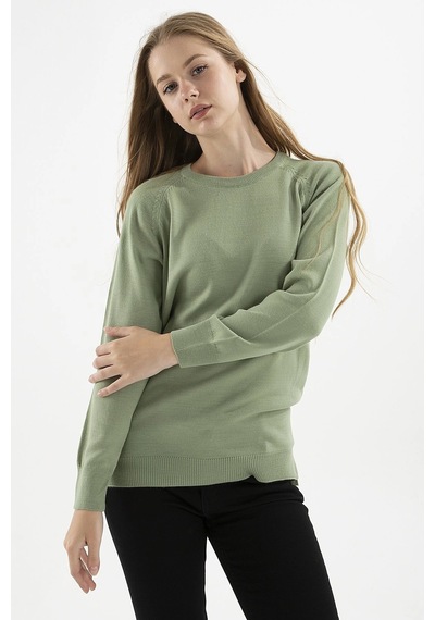 Fashion Frends Kadın Bisiklet Yaka Tunik Yeşil