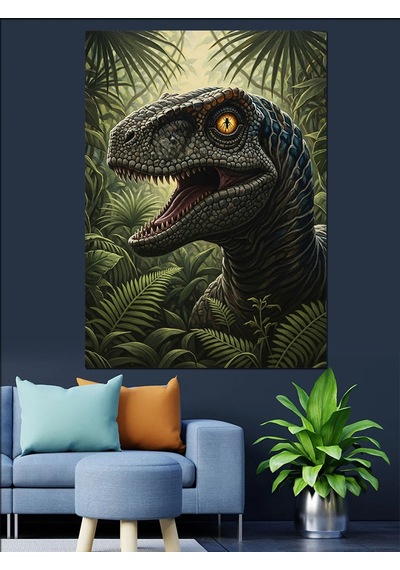 Ahşap Tablo Dinozor T-rex Korkunç Yaratık