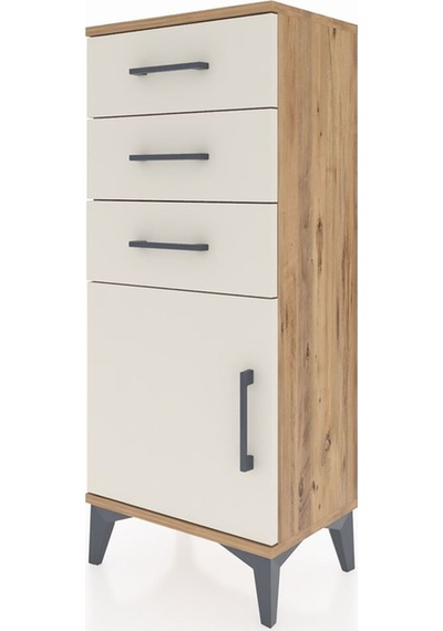 Arges Komodin Tek Raflı 3 Çekmeceli Tek Kapaklı 44x30x106 Çam... Çam