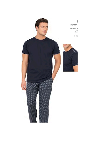 Pierre Cardin 6122 Erkek Kısa Kollu Bisiklet Yaka Pijama Takımı-lacivert