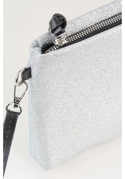 Vivaq Kadın Bellis Simli Gümüş Astarlı Suni Deri Bilek Askılı Portföy El Ve Clutch Çanta